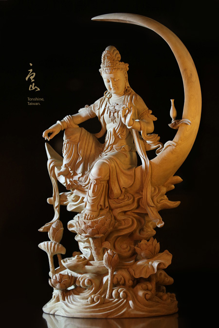 神明佛像雕刻-楠木水月自在觀音