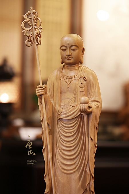 大势至菩萨 仏像 ツゲの木彫り天然木 職人手作り 総高14cmy0 彫刻